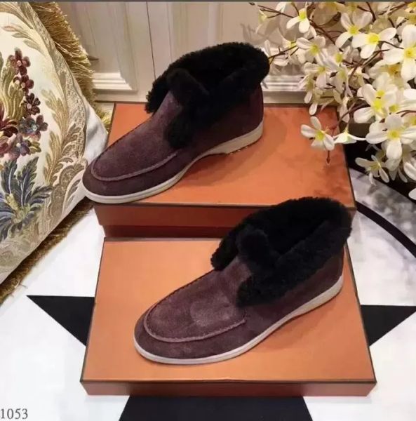 2022SS Invierno Gamuza Cuero Piel Interior Zapatos de vestir Hombres Mujeres Conducción Zapato casual Loros Diseño de lujo Pisos abiertos Mocassin 35-46