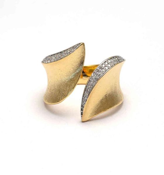 2022TIRIM mat poli métal minimaliste large taille ouverte cubique zircone feuille forme anneaux pour Wemen fiançailles fête bijoux6536004