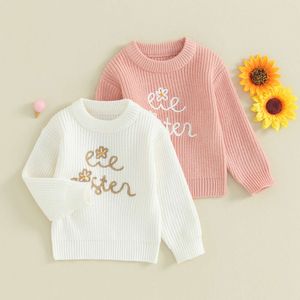 2023-09-09 Lioraitiin 0-4Y Kinderen Babymeisjes Sweaters Letter Borduurwerk Gebreefd losse trui met lange mouwen Tops Tops kleren L2405