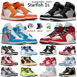 2023 1 Hombres Zapatos de baloncesto Starfish 1s Low Offs Top blanco Jumpman Unc Chicago Lost Found Denim Dark Mocha Hombres Mujeres OG Zapatillas de deporte Entrenadores