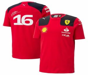 2023 1 ensembles de course Carlos Sainz Charles Leclerc mis en place t-shirt décontracté respirant été voiture Logo Motorsport équipe Jersey5293962