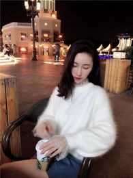 2023 100 suéter de cachemira de visón para mujer invierno Angora Top pulóver tejido suelto WT2 240311