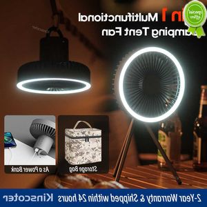 2023 10000mAh Ventilateur de camping Rechargeable Bureau Portable Circulateur Ventilateur électrique de plafond sans fil avec Power Bank LED Trépied d'éclairage