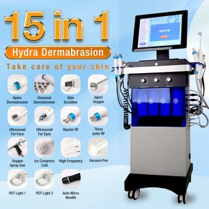 2023 15 en 1 Machine Hydrafacial Soins de la peau Microdermabrasion RF Lifting du visage Diamond Peeling Jet d'eau Aqua Facial Hydra Machine Spa