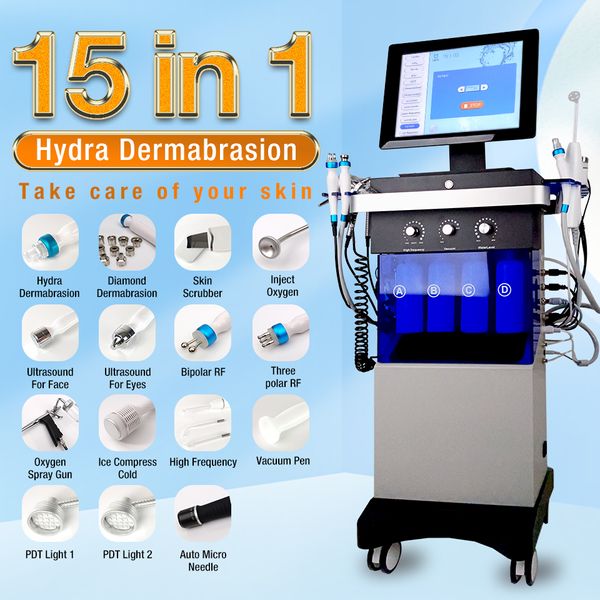 2023 15 IN1 HYDRA MACHINE MACHINE DE SAL Microdermabrasion RF Face Soulevez le diamant Péléling Water Jet Aqua Facial Hydra Machine Spa