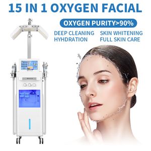 2023 15in1 PDT Microdermabrasion Machine de soins de la peau hydrofaciale Pistolet de pulvérisation d'oxygène Hydra Dermabrasion Épurateur Nettoyage en profondeur Machine de levage du visage