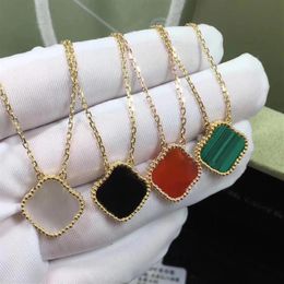 2023-15mm trèfle colliers pendentif coquille agate titane acier plaqué 18K pour les femmes saint valentin fiançailles fête des mères