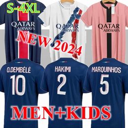 24 25 Maillot de Foot Jerseys de fútbol Kolo Muani O.Dembele Asensio Hakimi Ugarte Football Shirt 24 25 Paris Hommes Enfants Men Kids Kit Lee Kang en tercer lugar