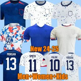 2023 2024 2025 Verenigde Staten PULISIC Voetbalshirts REYNA McKENNIE WEAH SWANSON USAs 23 24 25 McKENNIE FERREIRA DEST MORGAN RAPINOE Heren vrouw / kinderkit Voetbalshirt