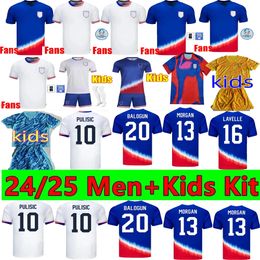 2023 2024 2025 Verenigde Staten Pulisic Soccer Jerseys Mckennie Reyna McKennie Weah Swanson Usas 23 24 25 Morgan Rapinoe Men Kids Kit voetbalshirt