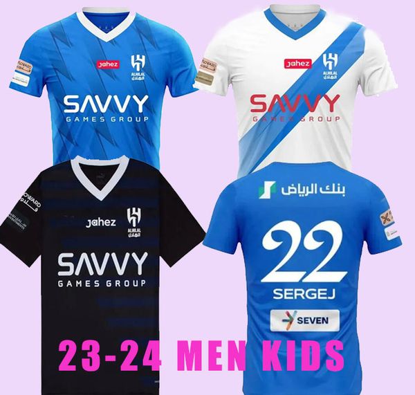 2023 2024 Al Hilal Saudi Soccer Jerseys NEYMAR JR MALCOM NEVES SERGEJ VIETTO KOULIBALY LGHALO KANNO Home Away 3ème maillot de football Maillots de football pour adultes