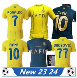 2024 Al Nassr FC voetbalshirts t-shirt Ronaldo Fans thuis 23 24 BROZOVIC GHAREEB Talisca Telles MASHARIPOV LAJAMI mannen voetbalshirt Al-Nassr