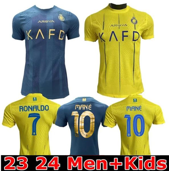 2023 2024 Al Nassr FC camisetas de fútbol Ronaldo Fans Player Home 23 24 BROZOVIC GHAREEB Talisca Telles MASHARIPOV LAJAMI hombres niños Jersey kit camiseta de fútbol Al-Nassr FC