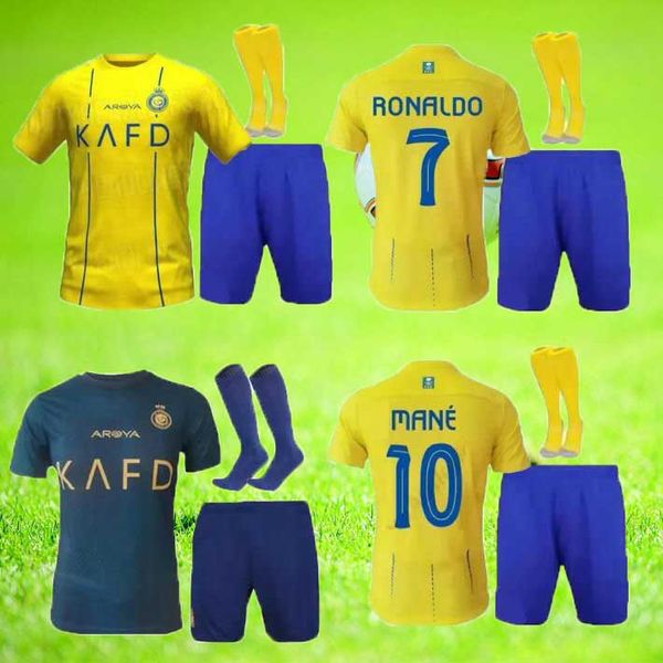 2023 2024 Al Nassr Ronaldo chemise crinière maillots de football enfants garçon enfants Shabab Saudi Talisca Gonzalo Martinez Konan Fofana Brozovic Telles uniformes chemises de football