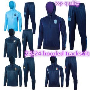 2023 2024 Argentine Soccer à capuche Adulte Survêtements Ensembles Brésil Italie TrackSuit Set 23 24 Mbappe Hommes Football Kit Chandal Futbol Survetement Entraînement Costume Football