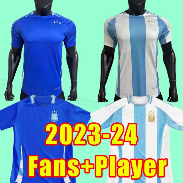 2023 2024 Argentine Jerseys de football Shirt Dybala Aguero Maradona Di Maria 23 24 Fans Joueur Version Men Uniforms Away Home