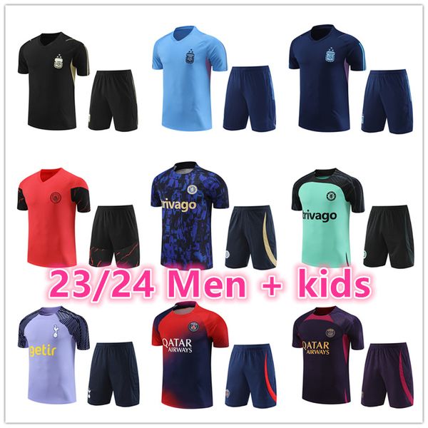 2023 2024 Argentina Chándal Jerseys de fútbol Camisa de entrenamiento Hombres y niños 23 24 Argentina Fútbol Chándal Jersey Shorts Kit Maillot Pie Camisetas Futbol