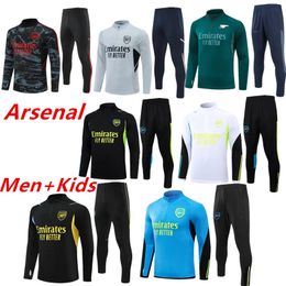 2023 2024 Arsen Survêtement Ensembles Hommes Enfants Football Football Costume d'entraînement 23 24 Kits de jogging longs à moitié tirés