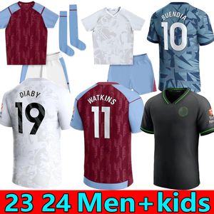 2023 2024 ASTON Soccer Jerseys KAMARA VillaS COUTINHO 23 24 Home Away WATKINS BUENDIA McGINN EL GHAZI DOUGLAS LUIZ MINGS KONSA CASH Maillot de football enfants Tops Kit Hommes