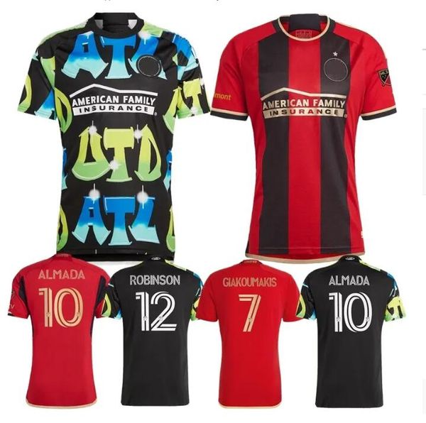 2023 2024 ATLANTA camisetas de fútbol 23 24 hogar lejos Almada Giakoumakis Robinson hogar negro la camiseta de fútbol