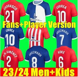 2023 2024 2025 Atletico Madrids voetbaljerseys Griezmann 23 24 25 M.llorente Koke Saul Correa Lemar voetbalshirt Mannen Kit Sets Uniformen