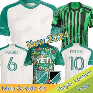 2023 2024 Austin FC Soccer Jersey Kit Kit Man League Major 23/24 Camisa de fútbol Casa Primaria Las Voces Voces de la Tierra Armadillo Driussi Rigoni Anillo previo al partido