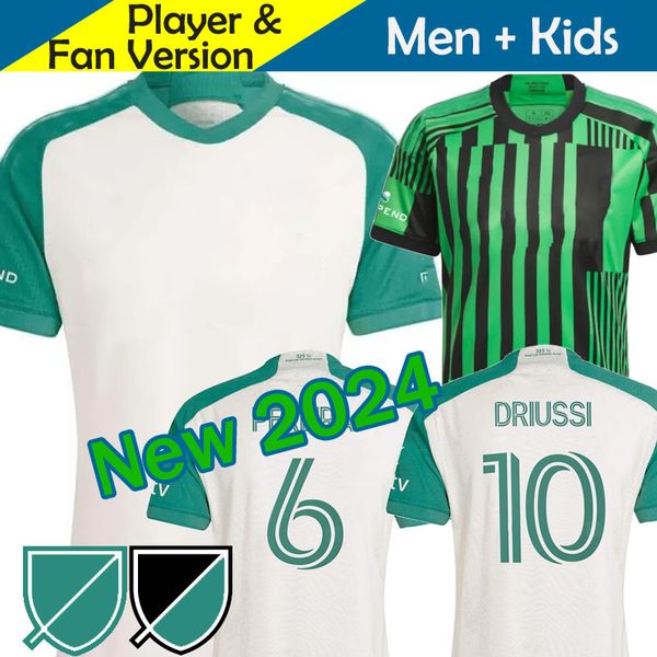 2023 2024 Austin FC Soccer Jersey Kid Kit Man 23/24 Maillot de football Primaire Accueil Vert Las Voces Extérieur Blanc Tan Armadillo DRIUSSI RIGONI RING RUBIO WOLFF ZARDES