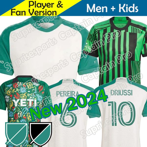 2023 2024 Austin FC Soccer Jersey Kid Kit Man 23/24 Kirt de football Home Green Las Vacs Away White Tan Armadillo Driussi Rigoni Ring Rubio Wolff Maillot de Foot