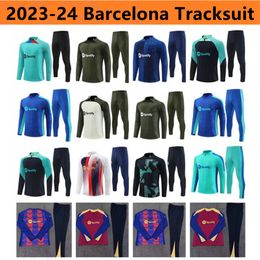 2023 2024 BARCA CHÁNDAL Camisetas de fútbol Jersey traje de entrenamiento FERRAN PEDRI 23/24 Half Zip hombres y niños SET LEWANDOWSKI traje de fútbol traje suéter uniforme