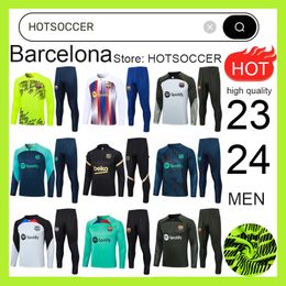 2023 2024 Barcelona Chándal Camisetas de fútbol Jersey traje de entrenamiento FERRAN PEDRI 22/23/24 Half Zip hombres SET barca fútbol chándal traje suéter uniforme