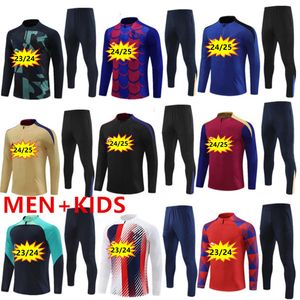 Player Version 2024 2025 Tracksuit Camisetas de Soccer Jerseys Training Suit Ferran Pedri 24/25 Half Zip Men and Kids Set Barca TrackSuit
