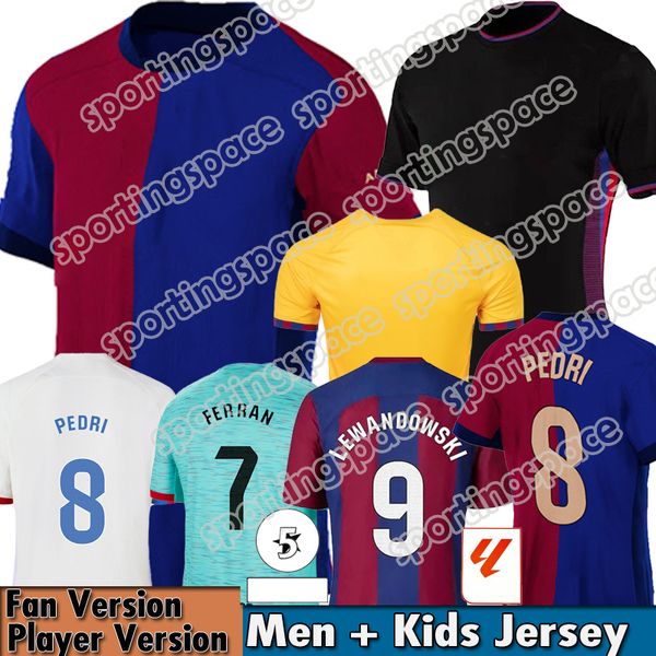 2023 2024 Barcelonas Football Shirt Kid Kit Soccer Jerseys Barca 23 24 25 FC Football Shirt Home Away Third Fourth Women Player Version Plus taille 4xl Lewandowski