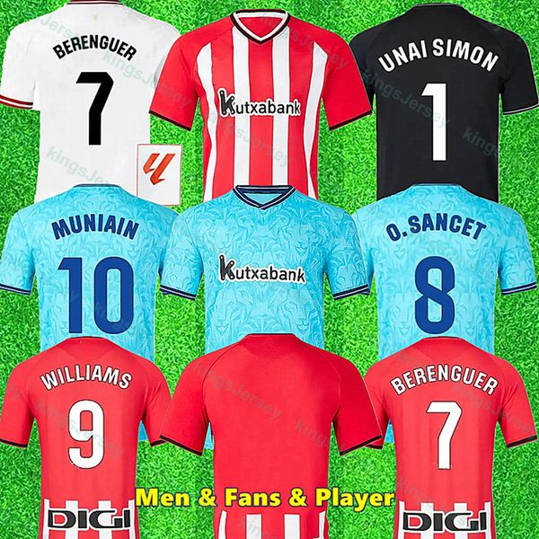 2023 2024 Jerseys de fútbol Bilbao Club 23 24 Athletic Aduriz Guruzeta Williams Muniain Paredes Berenguer Ander Herrera Unai Simon O.Sancet Football Shirt Men and Kids