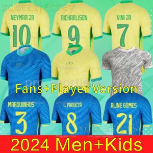 2023 2024 Braziliës voetbalshirts L.Paqueta Neymar Vini Jr.23 24 P.Coutinho Richarlison voetbalshirt G.Jesus T.Silva Bruno G. Pele Casemiro Men Women Sets Jersey