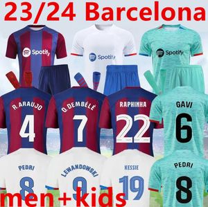2023 2024 Camisetas de Soccer Jerseys Lewandowski Pedri Gavi 23 24 FC ANSU FATI FERRAN RAPHINHA DEST FOOTBOOLD KIRT Men Barca Kit Kid