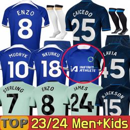 2023 2024 CFC Soccer Jerseys Enzo Nkunku Player Fans Mudryk Collection Gallagher Sterling Home Uniforme FOFANA AWAY Football Shirt Cucurella Kits Caicedo