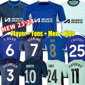 MUDRYK 23 24 ENZO CFC NKUNKU Maillots de football 2023 2024 Collection de fans de joueurs GALLAGHER STERLING HOME FOFANA AWAY Maillots de football Kits pour enfants CUCURELLA CAICEDO