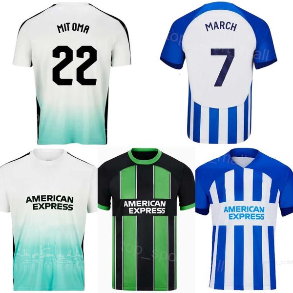 2023-2024 Club Team FC 28 FERGUSON Maillots de football 22 MITOMA 7 MARS 9 JOAO PEDRO 13 GROSS 30 ESTUPINAN 11 GILMOUR Kits de maillots de football Noir Bleu Blanc Couleur BuLaiDun