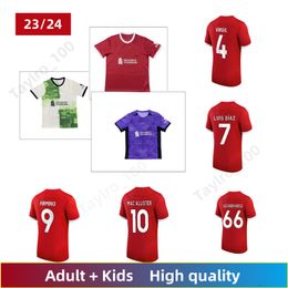 Equipación del equipo de fútbol de Inglaterra 2023-2024 La camiseta usada por Virgil Diaz, Salah, Szoboszlai, Versiones para adultos y NIÑOS, Número personalizable