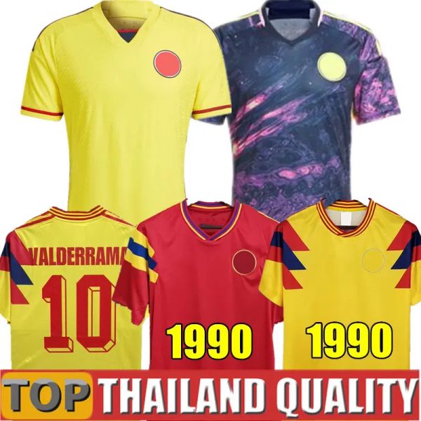 2023 2024 Colombie Soccer Jerseys 1990 Retro 10 Valderrama Classic Commémorez les chemises de football vintage antiques Escobar Guerrero FALCAO JAMES CUADRADO Z10.28