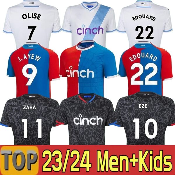 2023 2024 Crystal Olise Soccer Jerseys EZE J.AYEW Palace Troisième ZAHA Maillots de pied BENTEKE MILIVOJEVIC MATETA ANDERSEN GALLAGHER Maillot de football à domicile Kit S-2XL