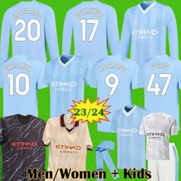 2023 2024 De Bruyne Haaland Manches longues Blue Moon Soccer Jerseys Fode Grealish Mahrez Mans Mands Football Shirt Bernardo Phillips Rodrigo 23 24