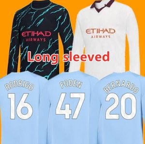 2023 2024 De Bruyne Haaland Blue Moon voetbalshirts met lange mouwen Foden Grealish Mahrez Mans Cities voetbalshirt Bernardo Phillips Rodrigo 23 24 AKE J. ALVAREZ