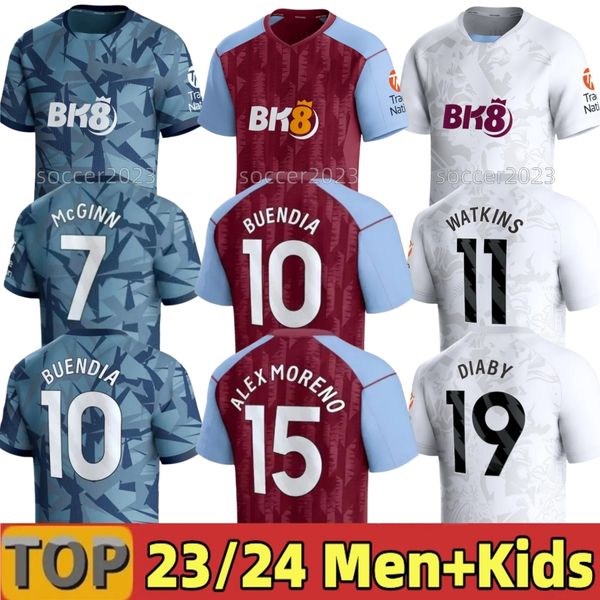 2023 2024 Aston villaes camisetas de fútbol KAMARA WATKINS BUENDIA Inicio rojo visitante negro Tercero McGINN EL GHAZI DOUGLAS LUIZ MINGS KONSA CASH hombres niños Tops