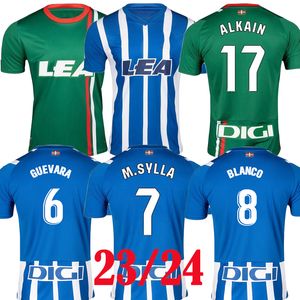 2023 2024 Deportivo Alaves voetbalshirts 23 24 MIGUEL DUARTE ABQAR LEJEUNE RIOJA SYLLA DE LA FUENTE ALKAIN GURIDI voetbalshirt thuis uit blauw groen