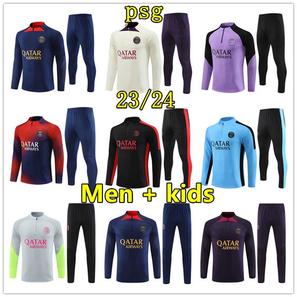 2023 2024 Es Hommes Enfants Football Survêtement À Manches Longues 23 24 Paris Homme Enfant Football Survêtements Formation Costume Kits Survetement Foot Chandal