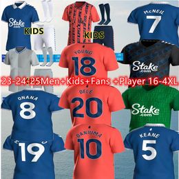 2023 2024 Everton CALVERT-LEWIN Soccer Jerseys DANJUMA HARRISON McNeil MYKOLENKO DOUCOURE BRANTHWAITE TARKOWSKI JEUNE GUEYE PICKFORD Football Hommes Enfants Chemise 4XL