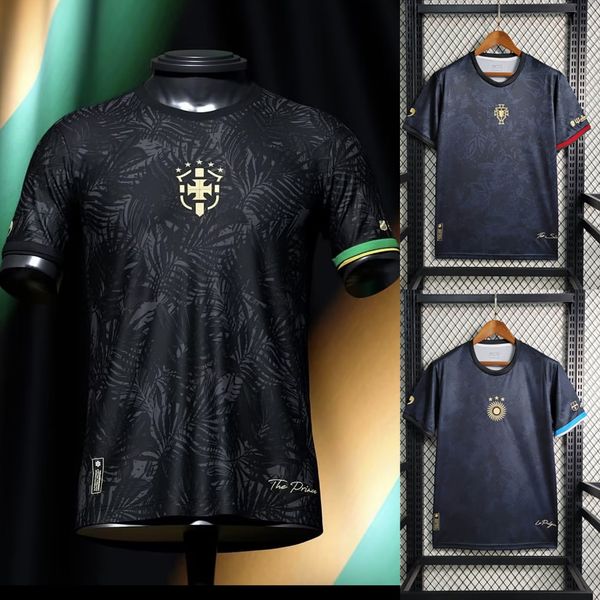 2023 2024 Fans Player ARgentina Portugal Brasil Camisetas de fútbol The Siu La Pulga Jersey Special Saka Rice Messise Camisa negra Uniformes