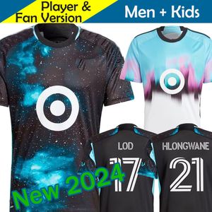 2023 2024 FC Minnesota Uniteds Jerseys de fútbol Kit para niños Hombre 23/24 Camisetas de fútbol Inicio Noche estrellada Negro Away Northern Lights Blanco REYNOSO HLONGWANE Hombres