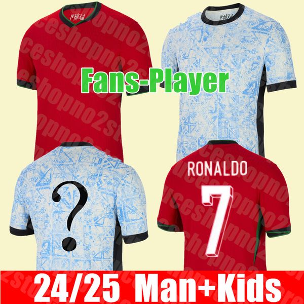 Nouveau 2024 25 Maillots de football de joueur de fan RoNalDo Home Away Maillots portugais JOAO FELIX RUBEN NEVES BRUNO DIOGO PORTUGIESER Maillot de football du Portugal Hommes Adultes Enfants